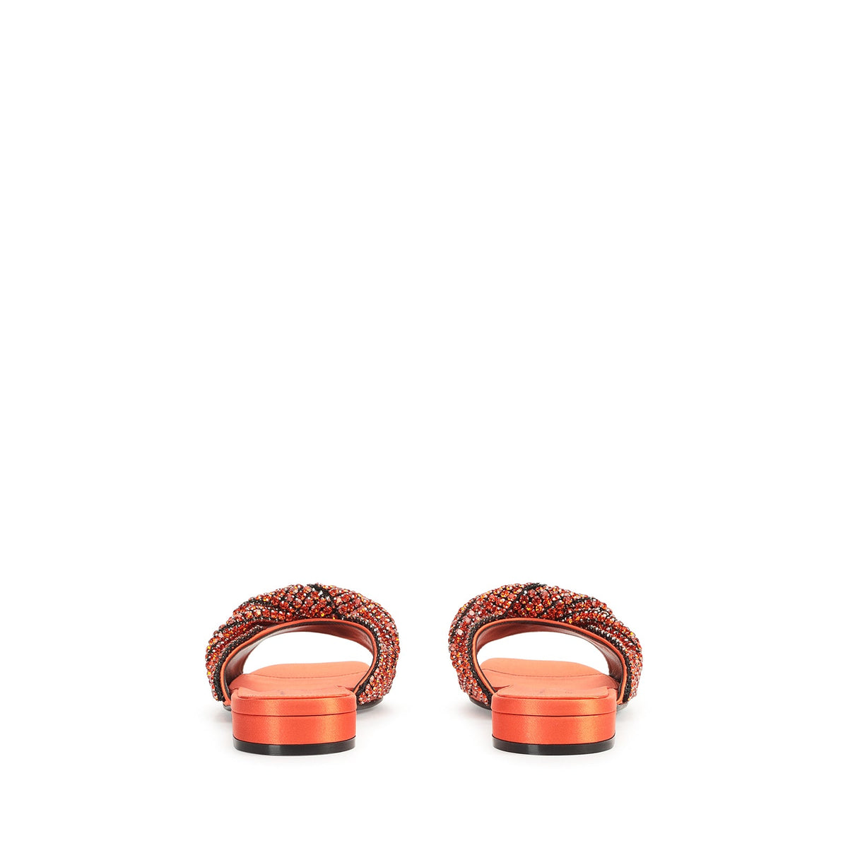 Evangelie flat silk mules - Mandarine & Nikel