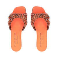 Evangelie flat silk mules - Mandarine & Nikel