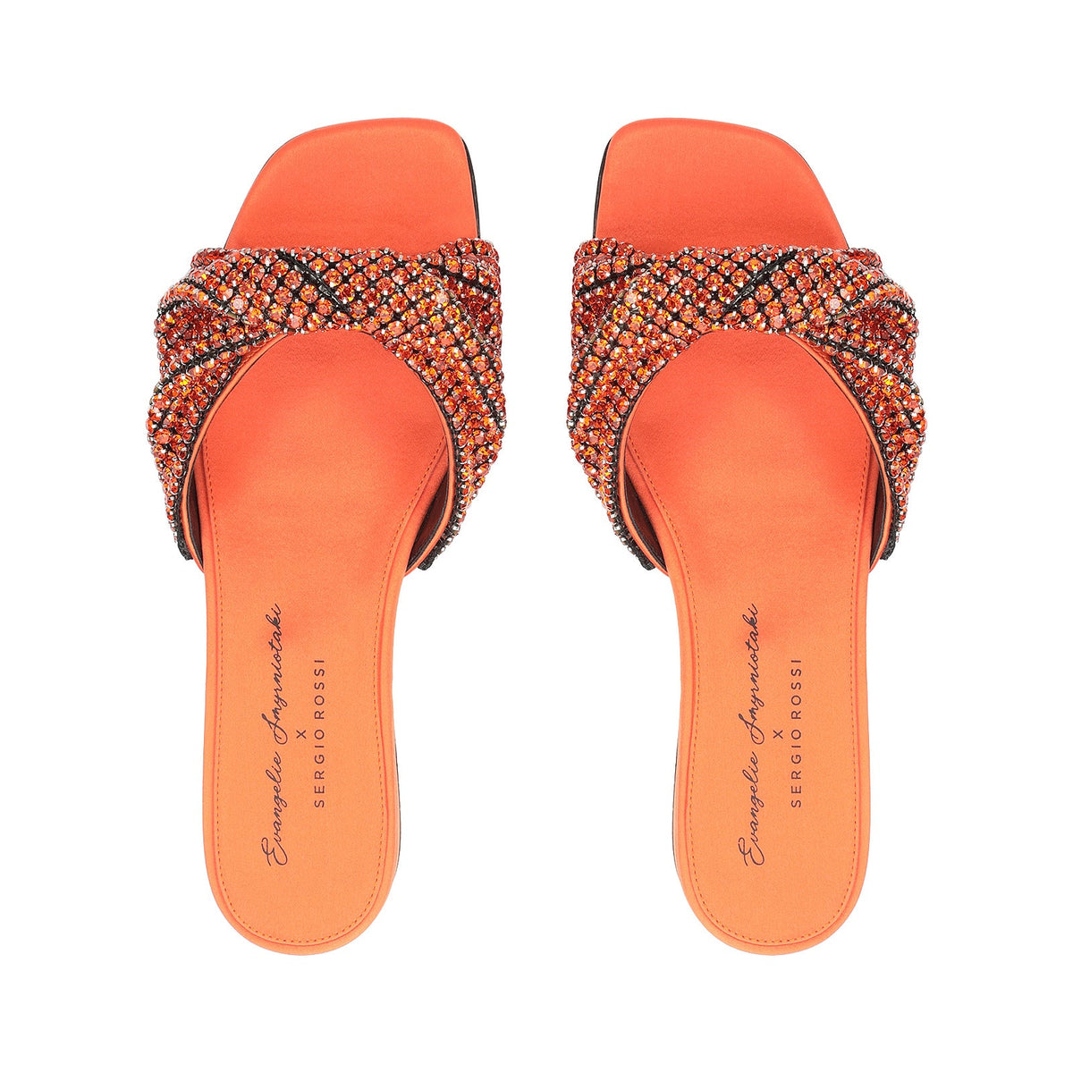 Evangelie flat silk mules - Mandarine & Nikel