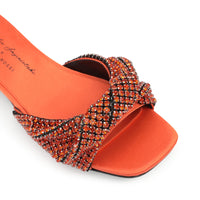 Evangelie flat silk mules - Mandarine & Nikel