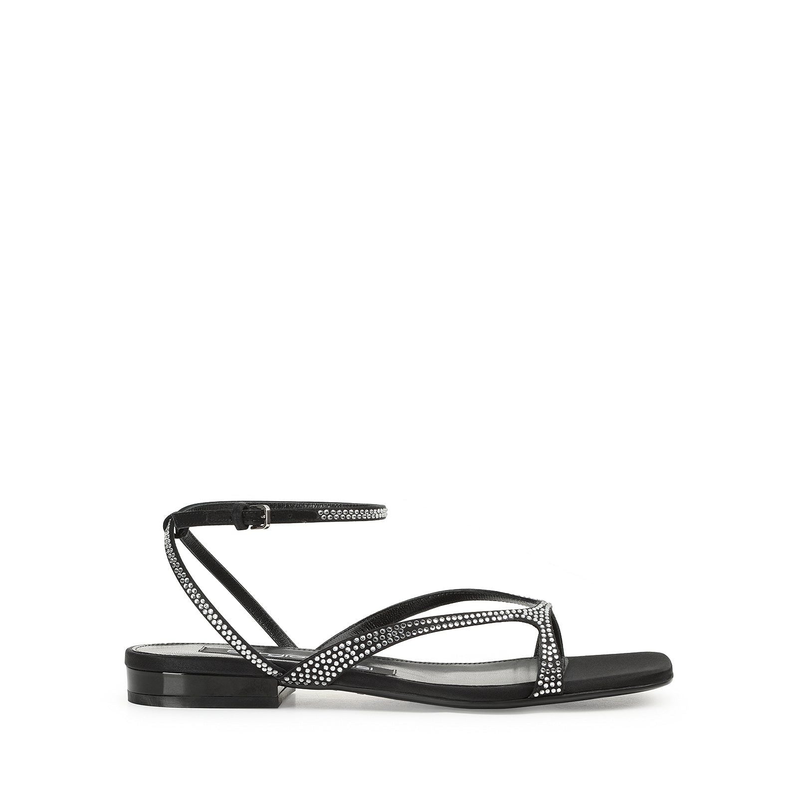 Sandales plates Sr Aracne en soie - Nero & Crystal