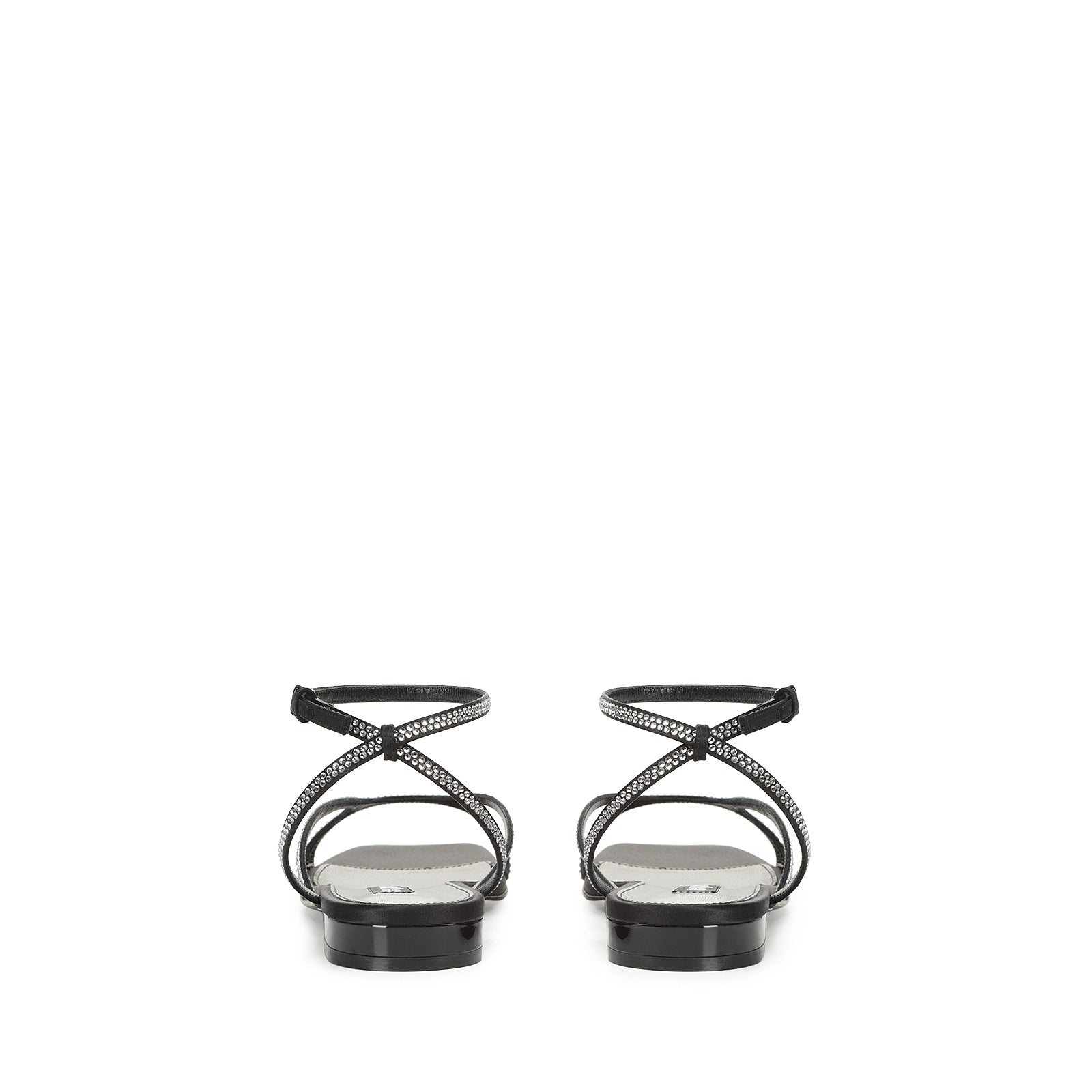 Sandales plates Sr Aracne en soie - Nero & Crystal