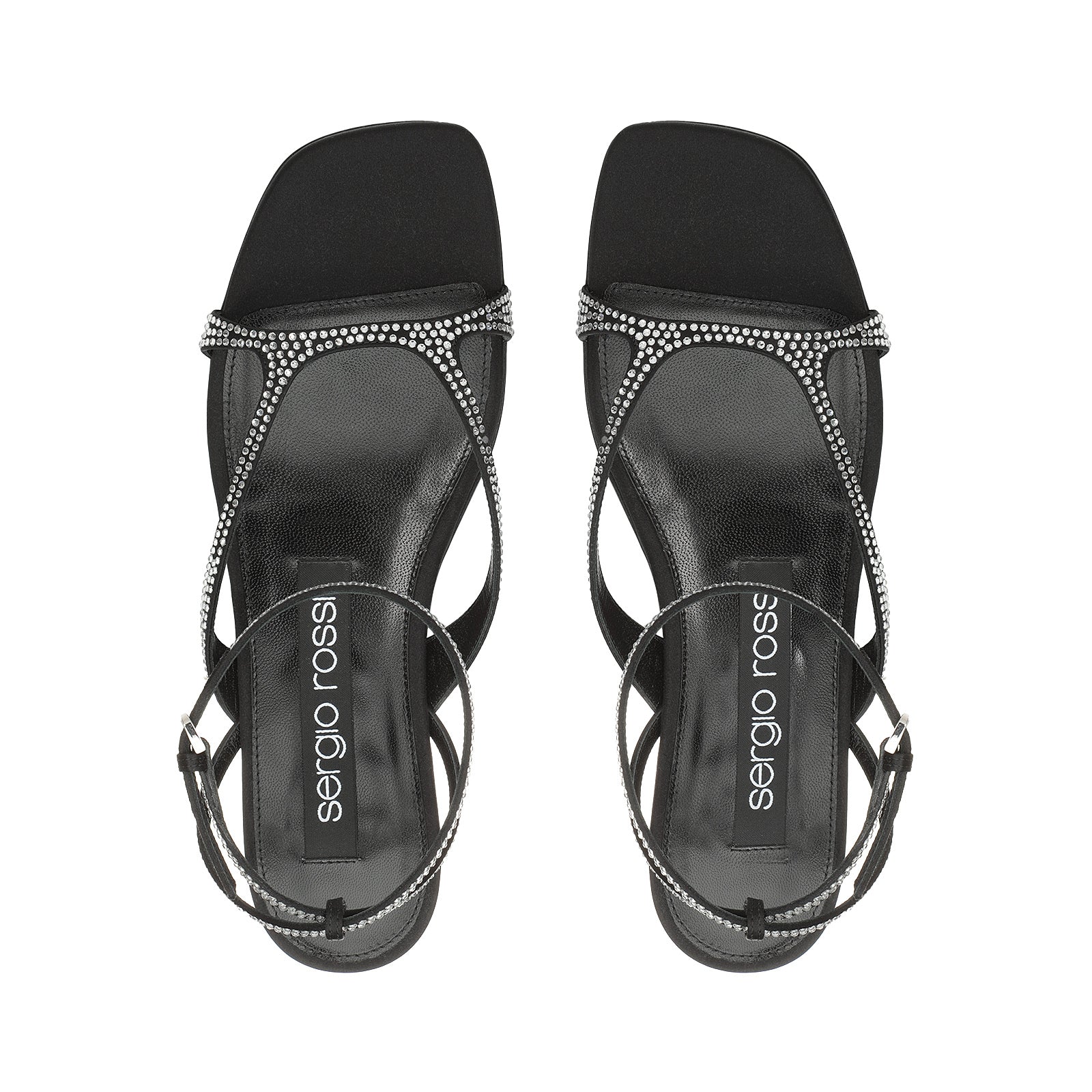Sandales plates Sr Aracne en soie - Nero & Crystal