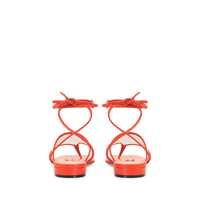 Sandales plates en cuir - Mandarine & Transparent