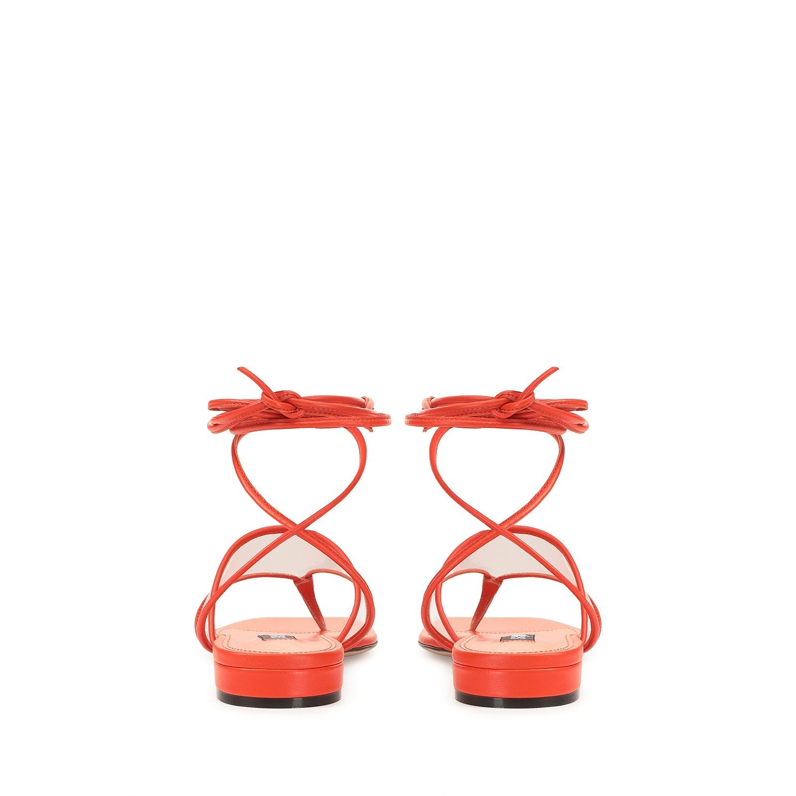 Sandales plates en cuir - Mandarine & Transparent