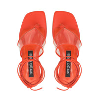 Sandales plates en cuir - Mandarine & Transparent