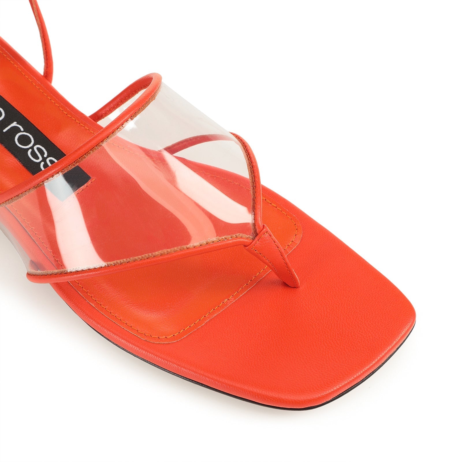 Sandales plates en cuir - Mandarine & Transparent