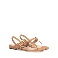 Sandales plates Sr Nora en cuir - Tan
