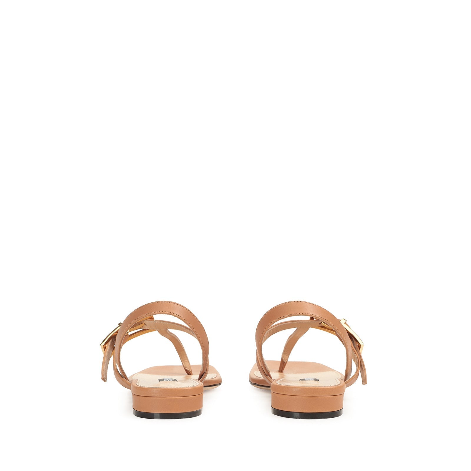 Sandales plates Sr Nora en cuir - Tan