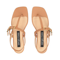 Sandales plates Sr Nora en cuir - Tan