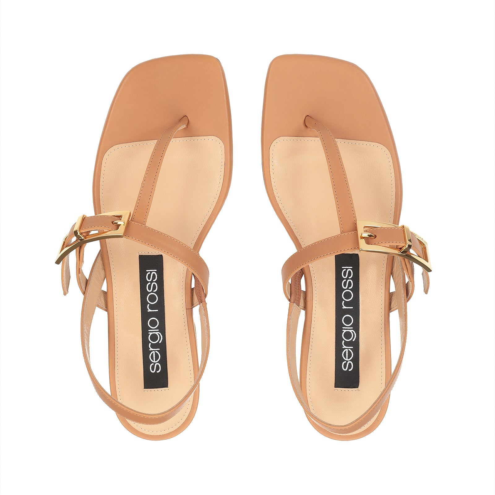 Sandales plates Sr Nora en cuir - Tan