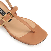 Sandales plates Sr Nora en cuir - Tan