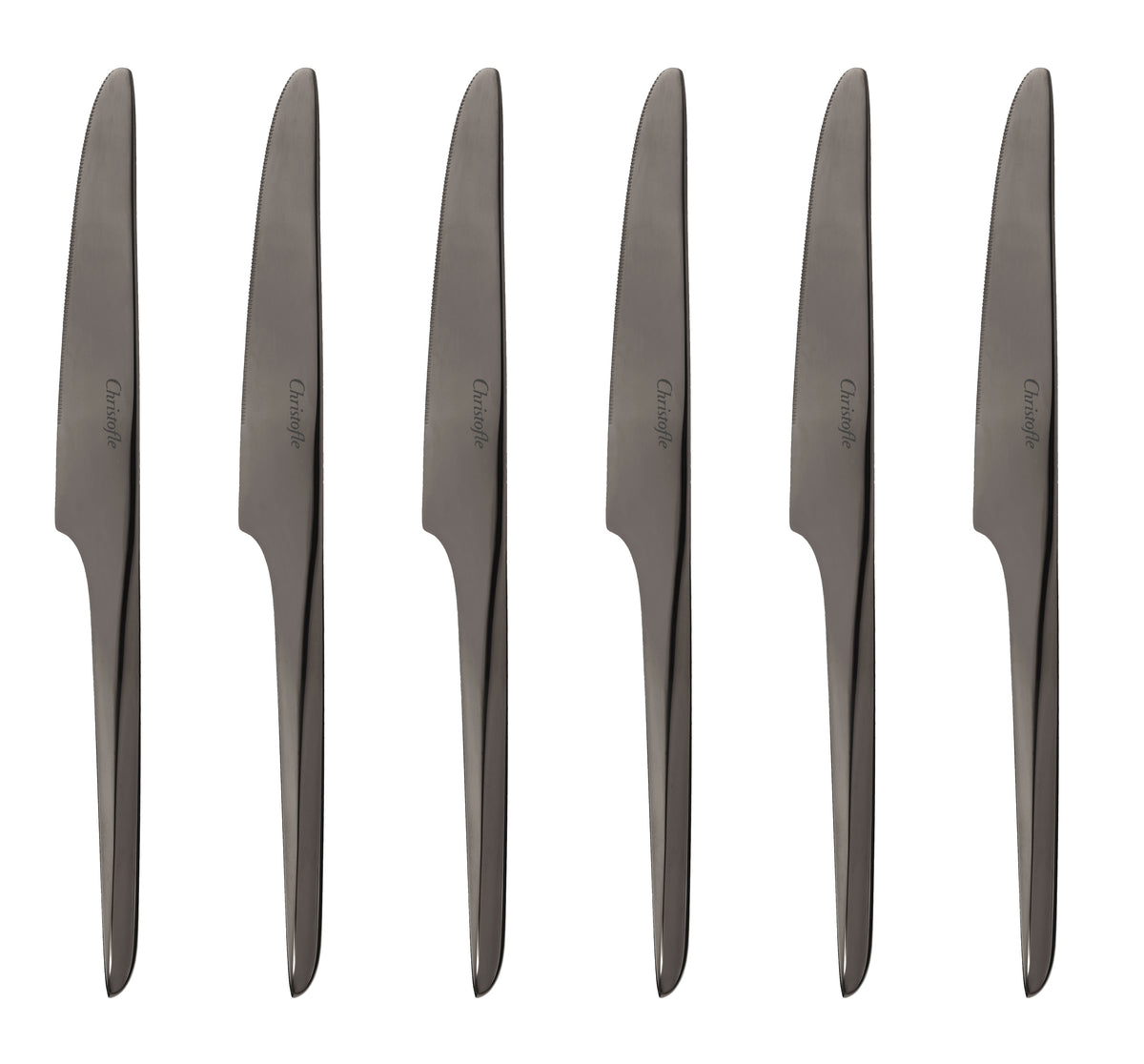 Lot de 6 couteaux de table lame crantée noir L'Ame de Christofle - Noir