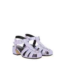 Sandales tressées à talons blocs 45 en cuir - Wisteria