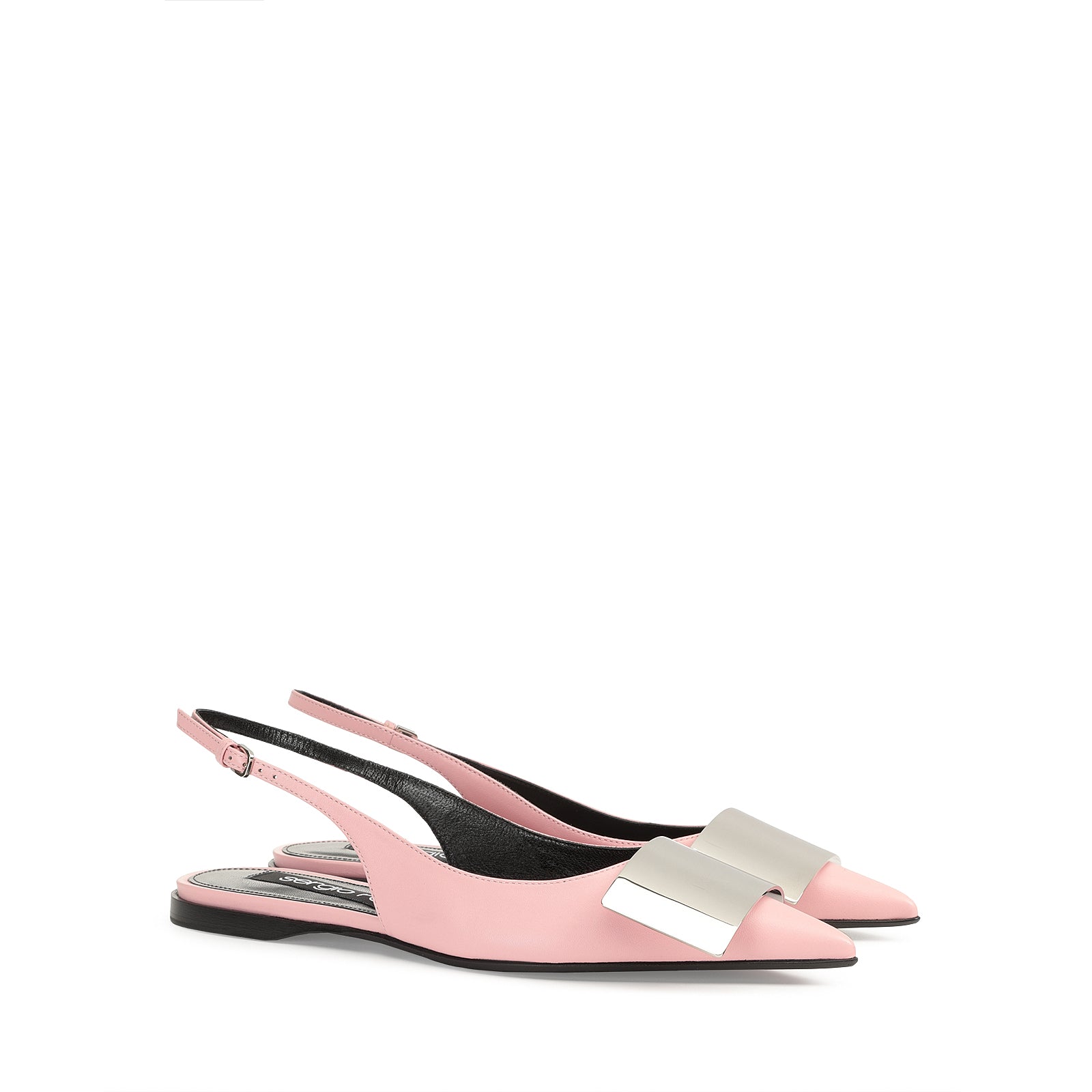Slingback plats Sr Miro en cuir - Light Rose