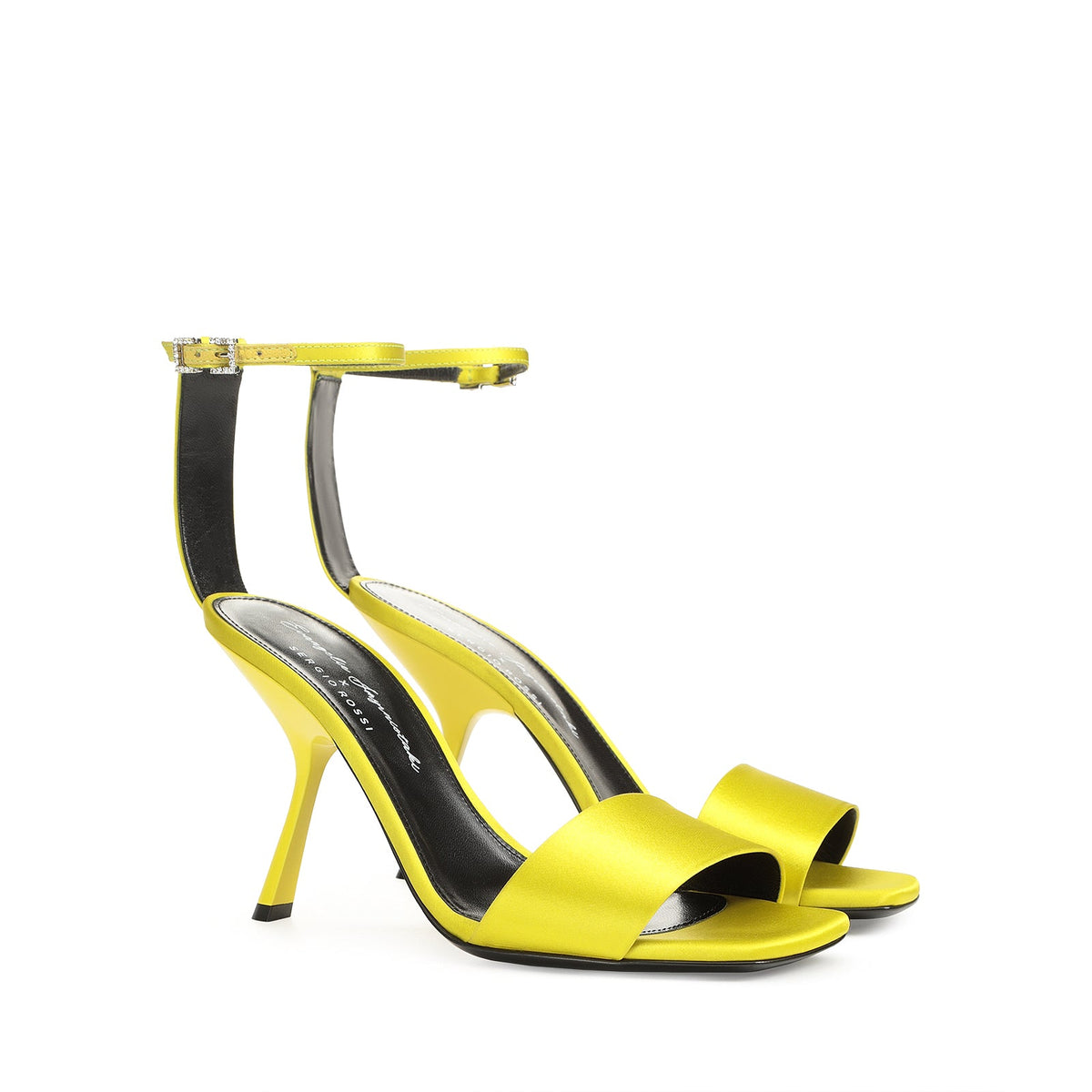Sandales à talons Evangelie 100 en soie - Citron