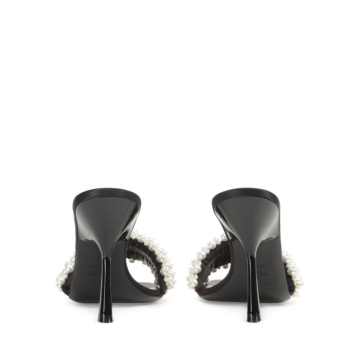 Mules à talons Evangelie 100 en soie - Nero & Perla