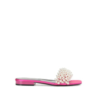 Mules plates Evangelie en soie - Magenta Perla
