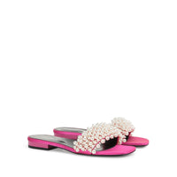 Mules plates Evangelie en soie - Magenta Perla