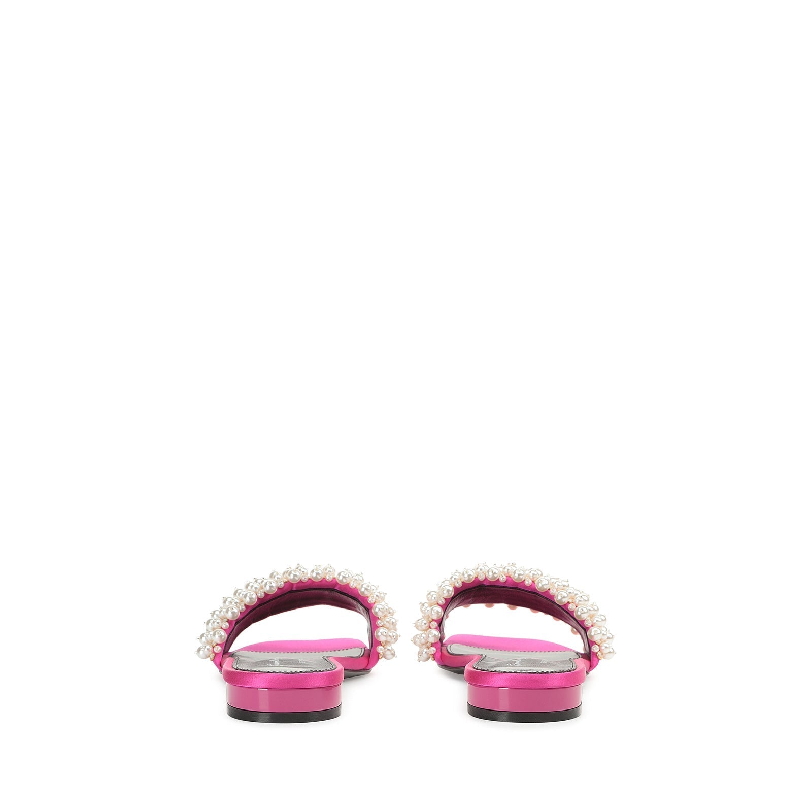 Mules plates Evangelie en soie - Magenta Perla
