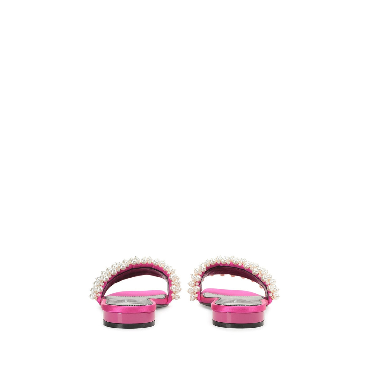 Mules plates Evangelie en soie - Magenta Perla