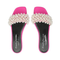 Mules plates Evangelie en soie - Magenta Perla