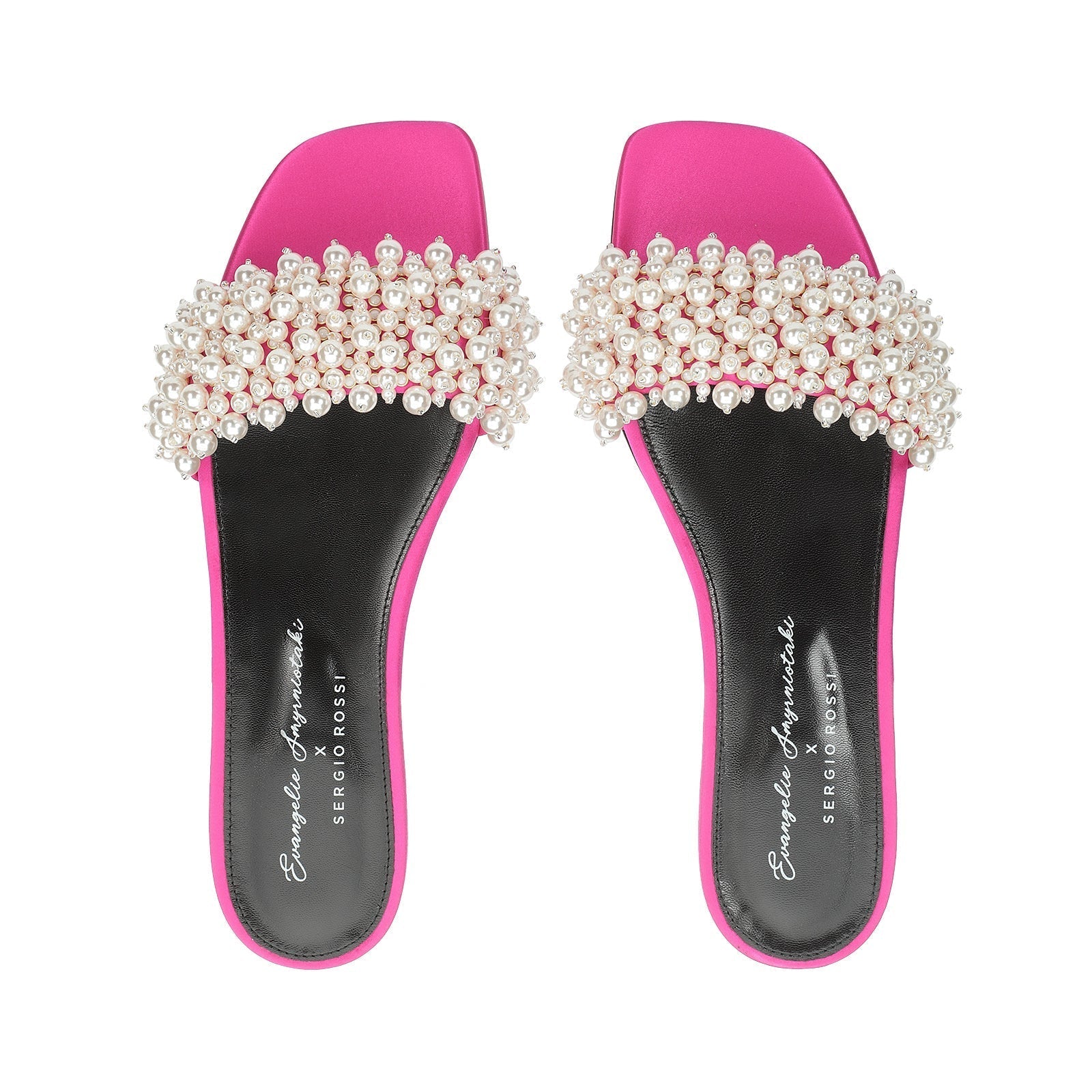 Mules plates Evangelie en soie - Magenta Perla