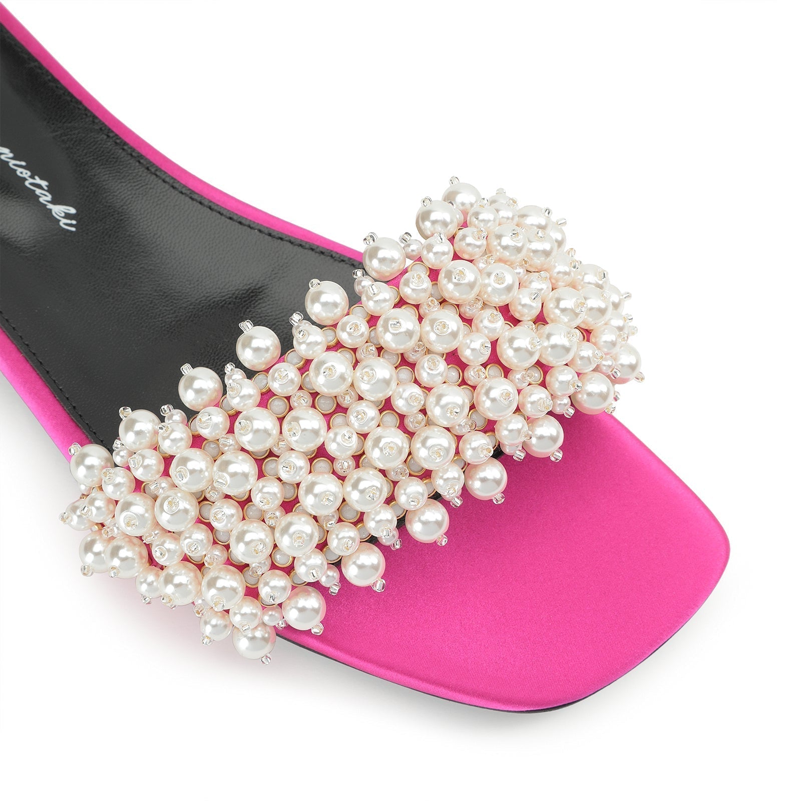 Mules plates Evangelie en soie - Magenta Perla