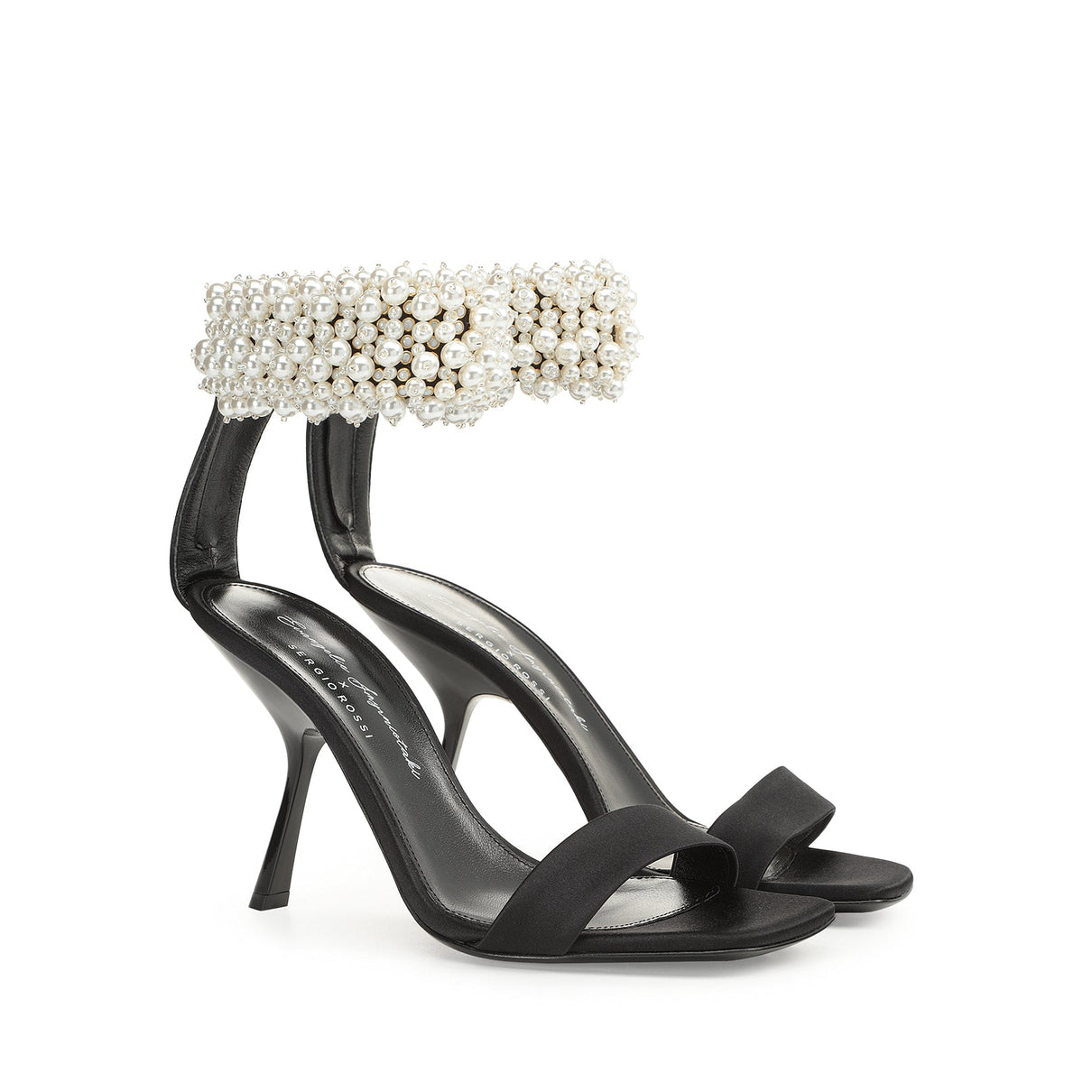 Sandales à talons Evangelie 100 en soie - Nero & Perla