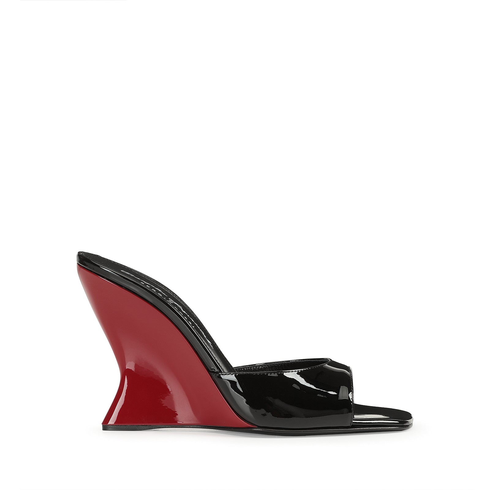 Mules compensées Evangelie 100 en cuir verni - Nero & Rosso