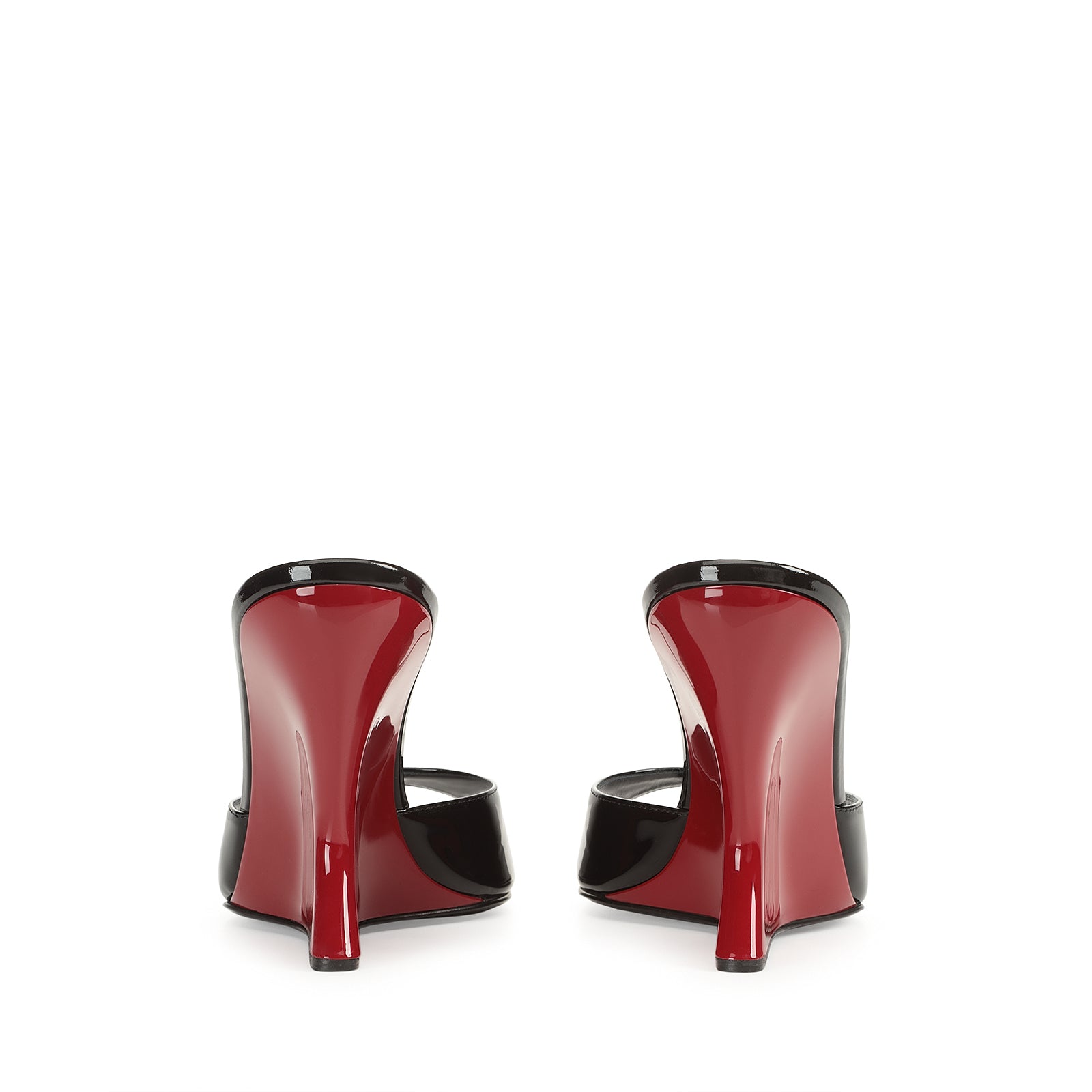 Mules compensées Evangelie 100 en cuir verni - Nero & Rosso