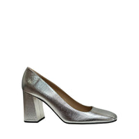 Escarpins à talons carrés 80 en cuir - Argento