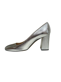 Escarpins à talons carrés 80 en cuir - Argento