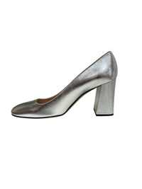 Square-toe 80 pumps in leather - Argento