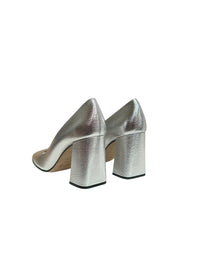 Escarpins à talons carrés 80 en cuir - Argento