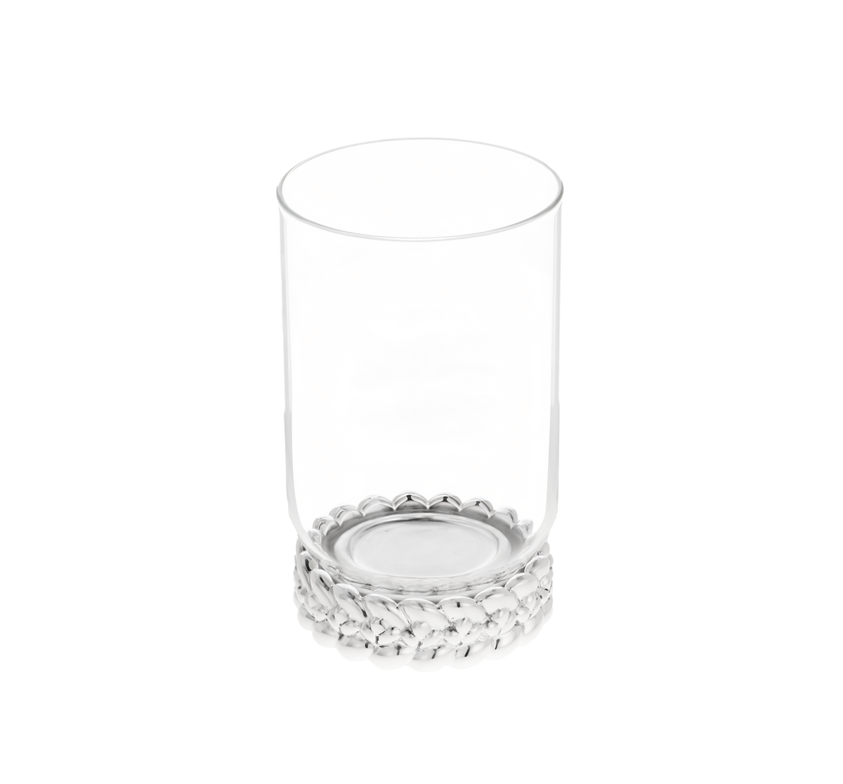 Photophore sans bougie Babylone Métal argenté et verre