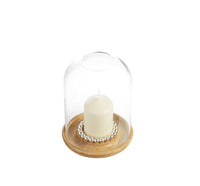 Photophore chêne 19cm Perles - Bois