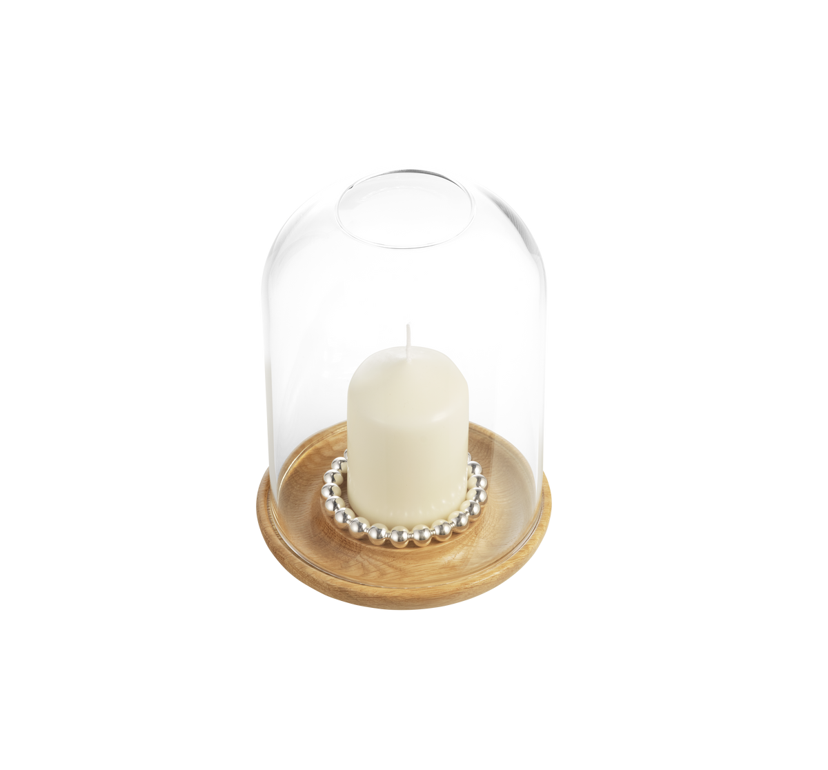Photophore chêne 19 cm Perles BO