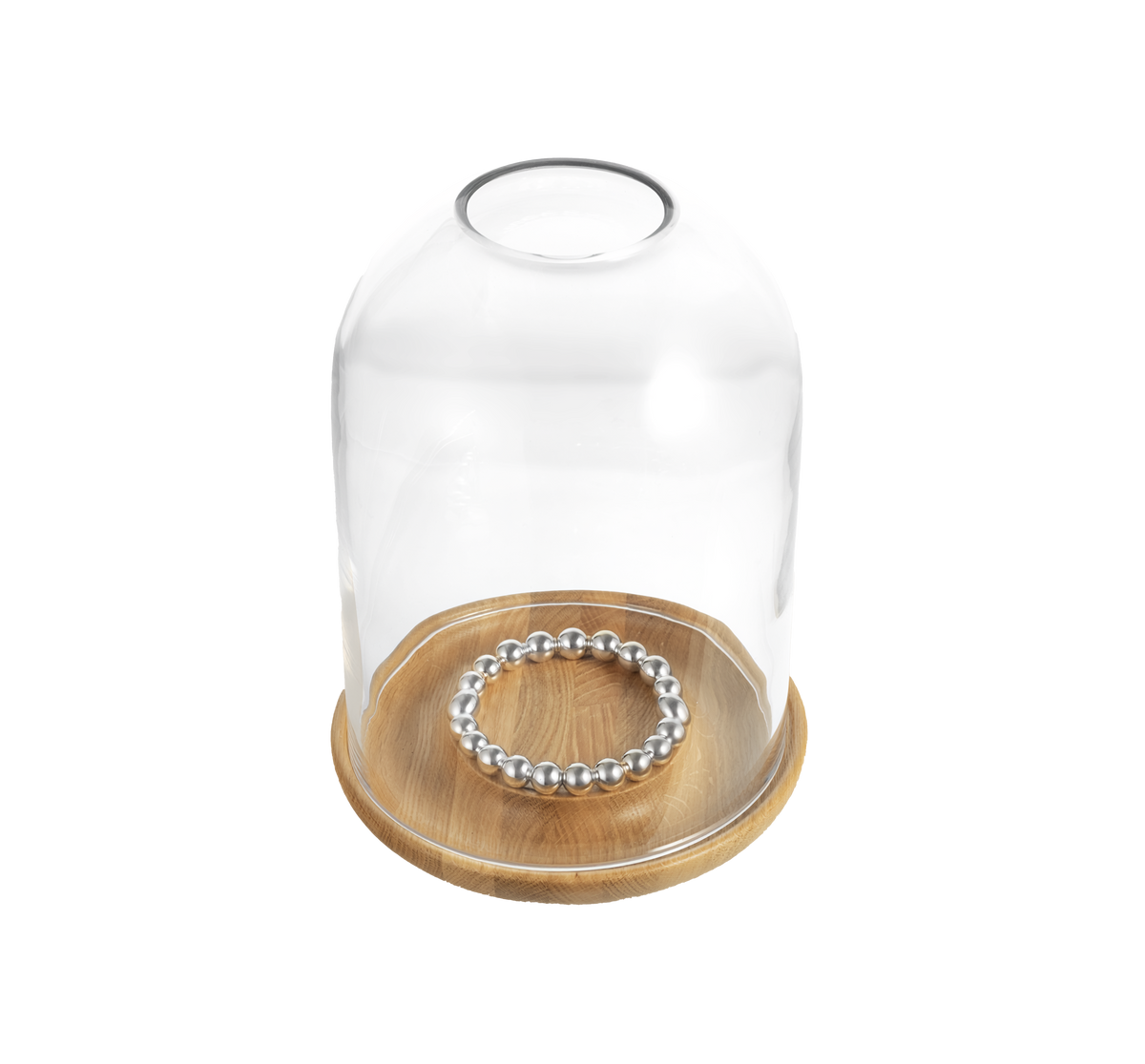 Photophore chêne 29 cm sans bougie Perles BO