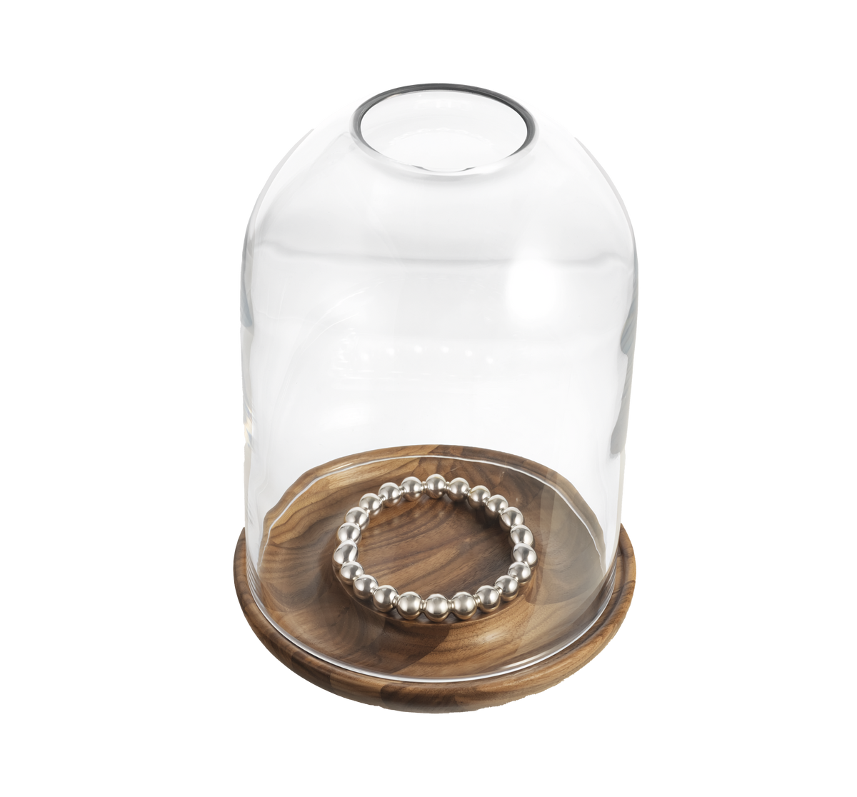 Photophore noyer 29 cm sans bougie Perles BO