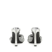 Sr Evangelie 95 heeled mules in leather - Nero & Palladio & Argent