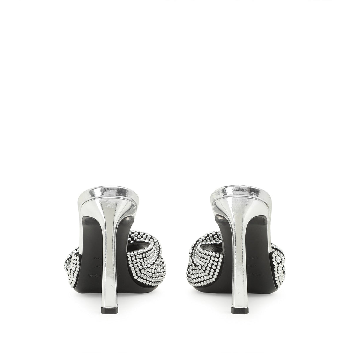 Sr Evangelie 95 heeled mules in leather - Nero & Palladio & Argent