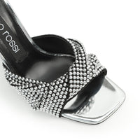 Sr Evangelie 95 heeled mules in leather - Nero & Palladio & Argent