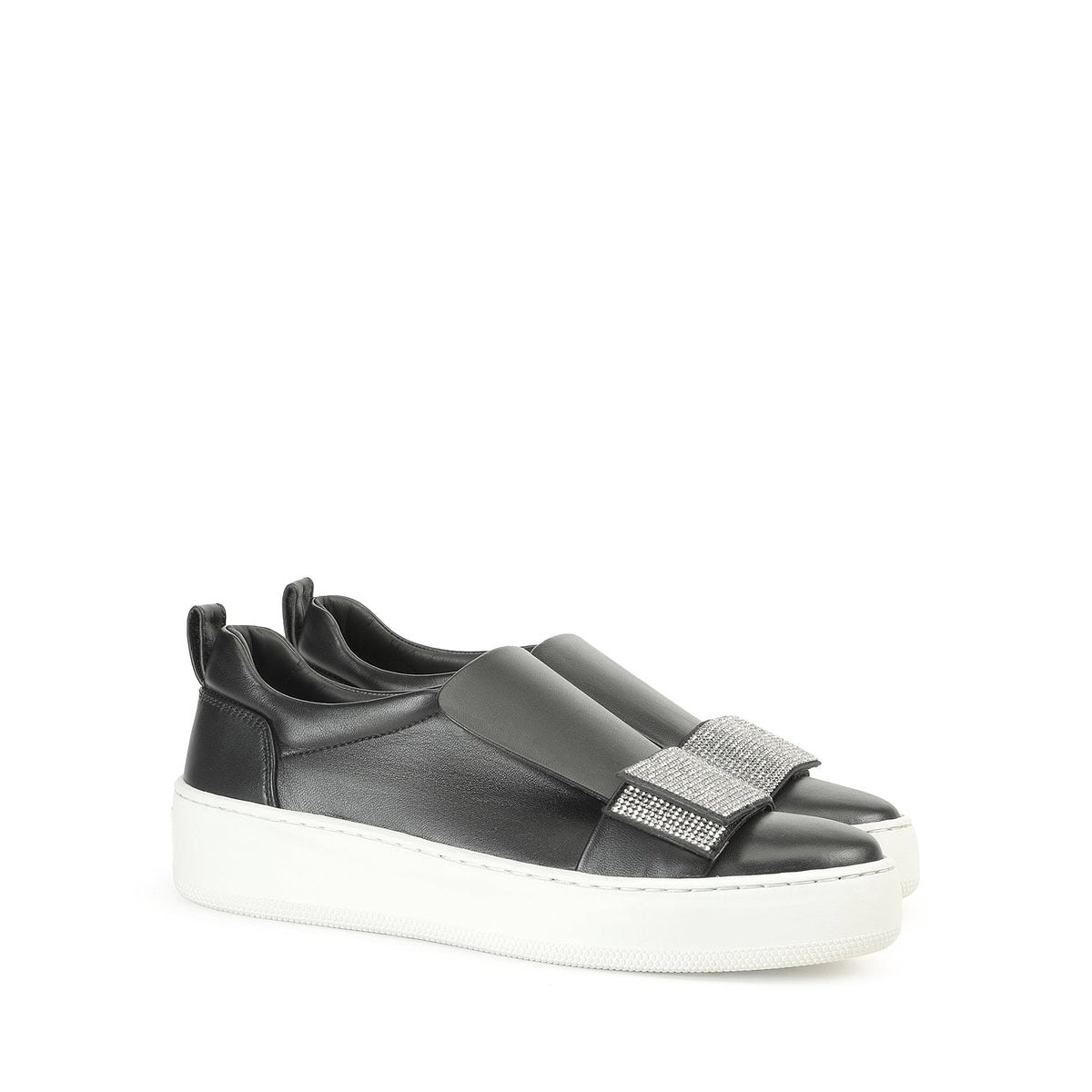 BASKETS SR1 PARIS NAPPA + CRÊPE SATINÉ + STRASS