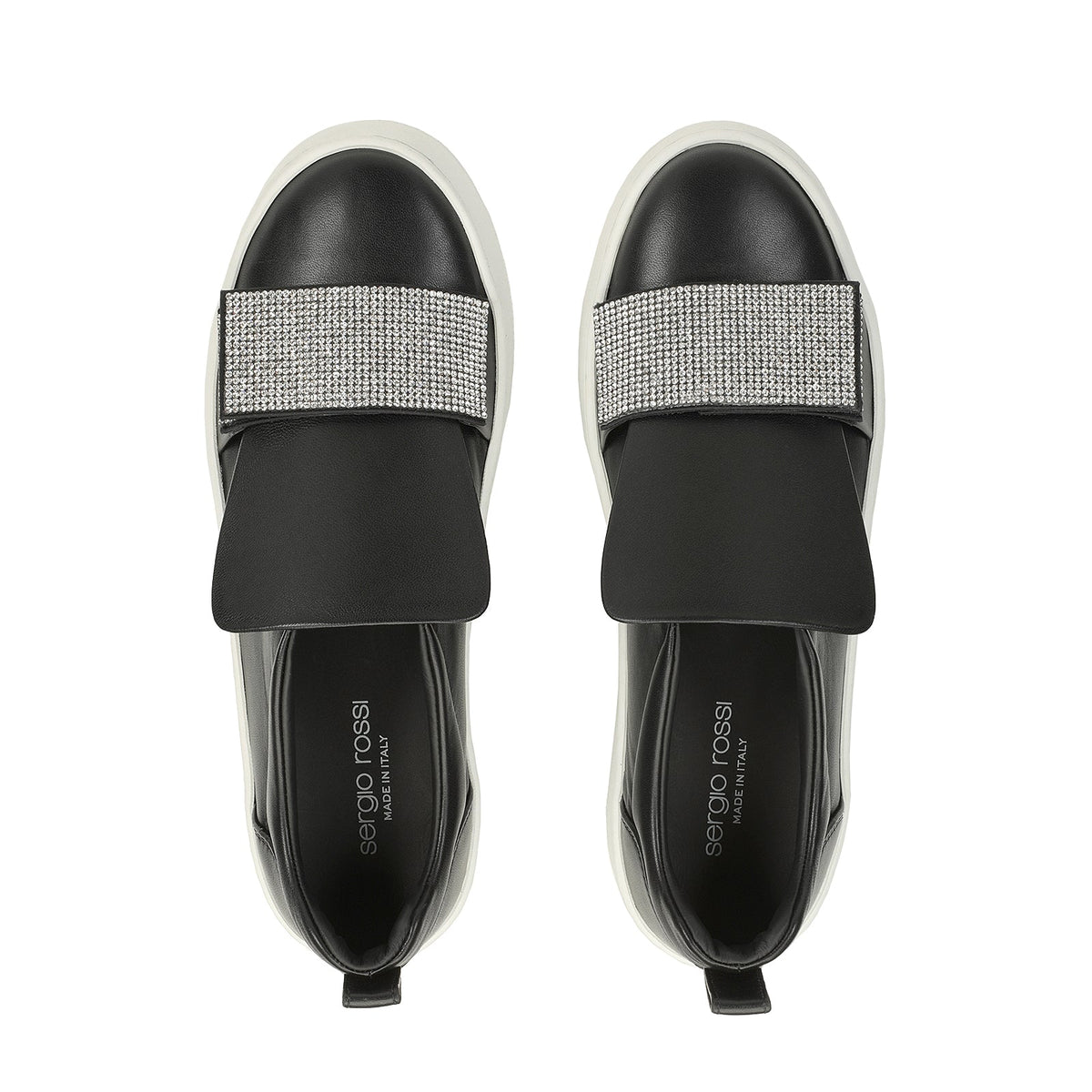 BASKETS SR1 PARIS NAPPA + CRÊPE SATINÉ + STRASS