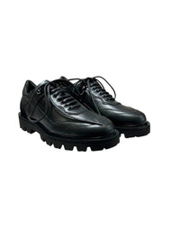 Sneakers basses à semelle crantée en cuir - Nero
