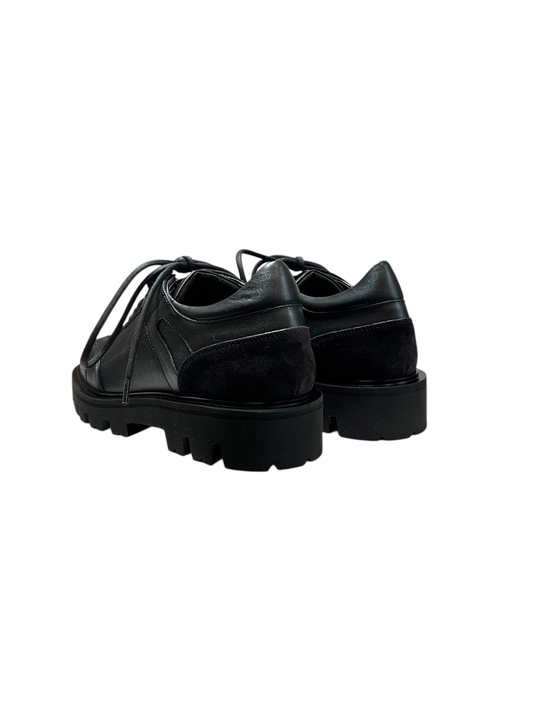 Sneakers basses à semelle crantée en cuir - Nero