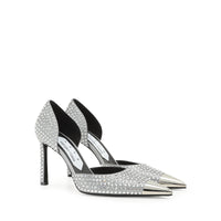 Area Dagger 95 silk pumps - Silver & Crystal
