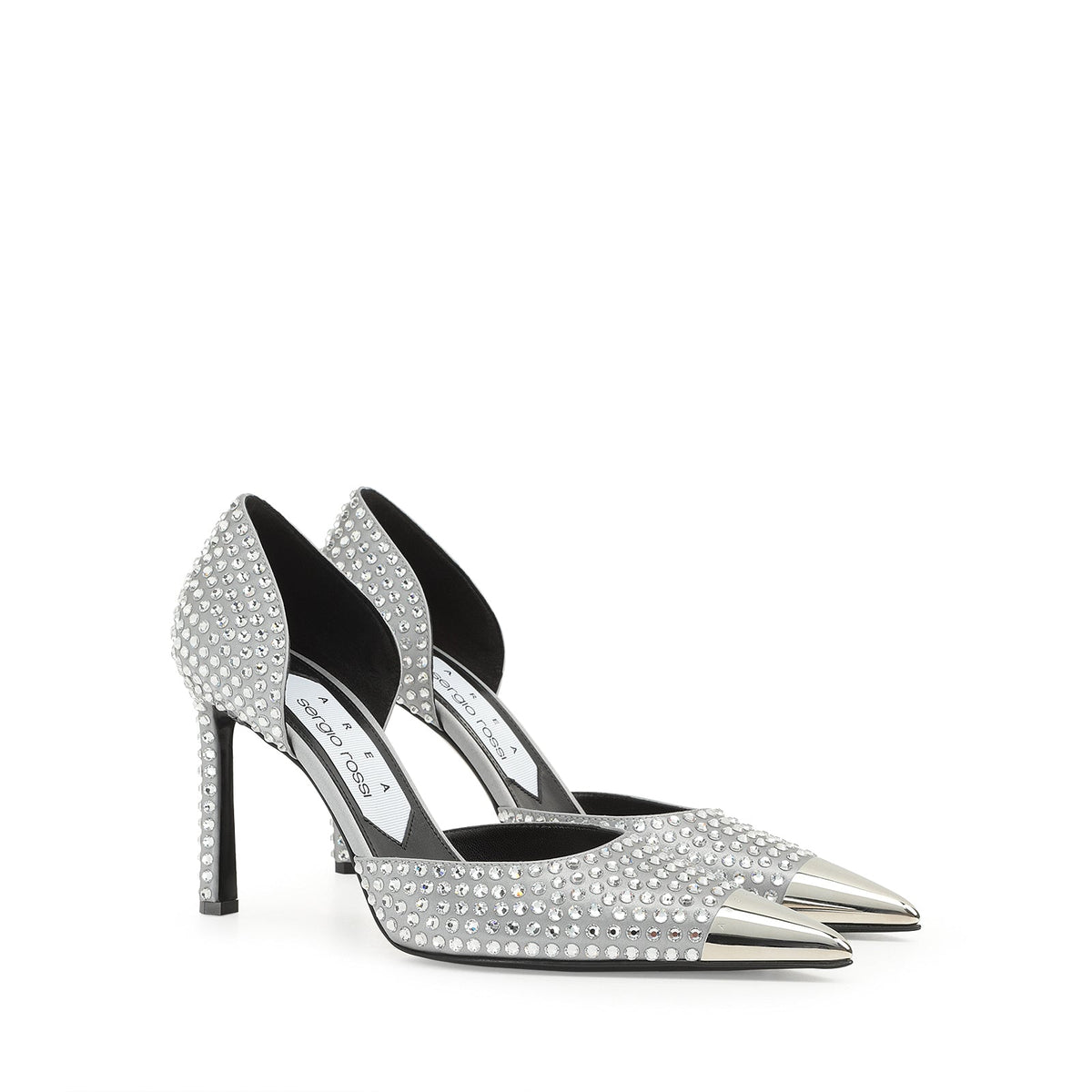 Area Dagger 95 silk pumps - Silver & Crystal