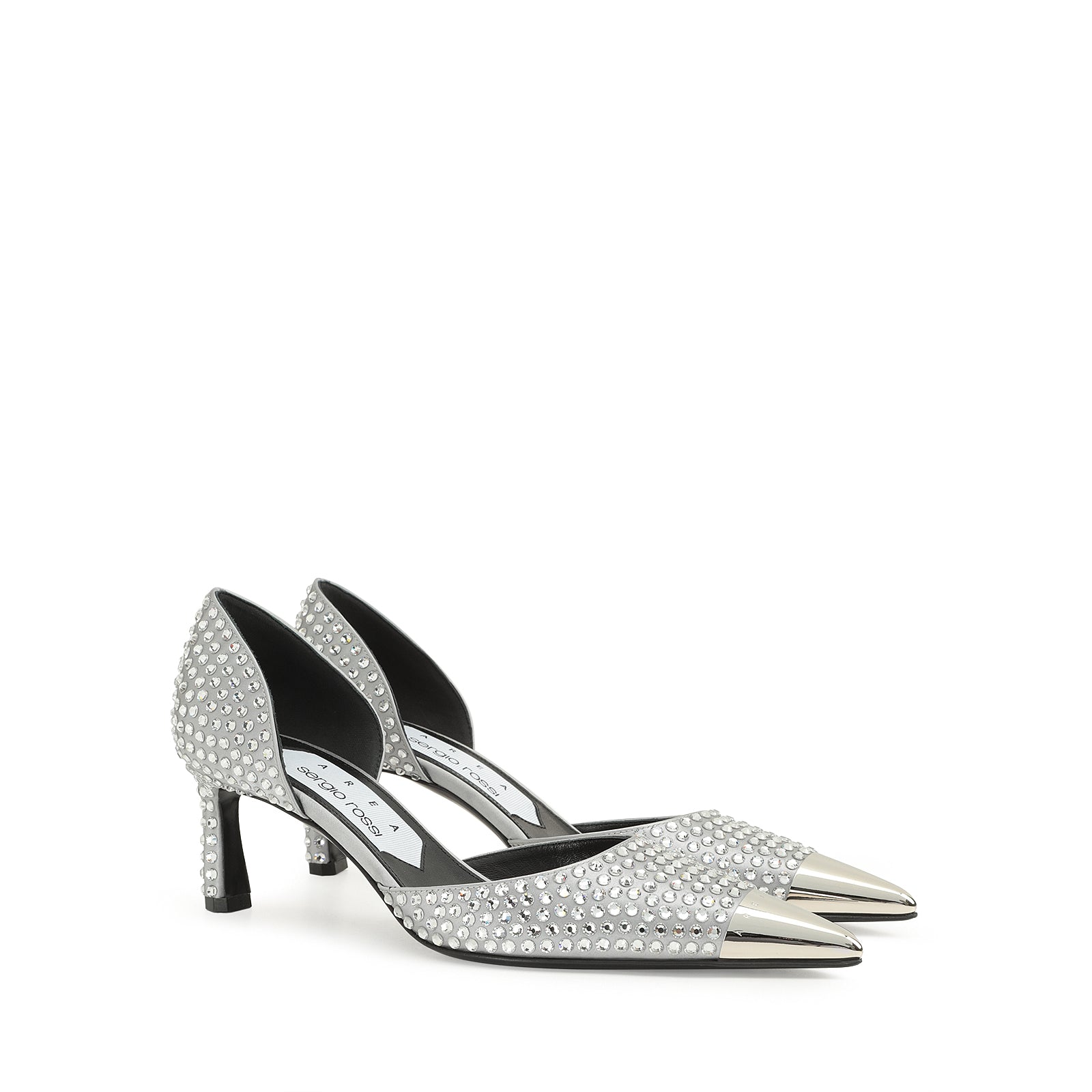 Escarpins Area Dagger 60 en soie - Silver & Crystal